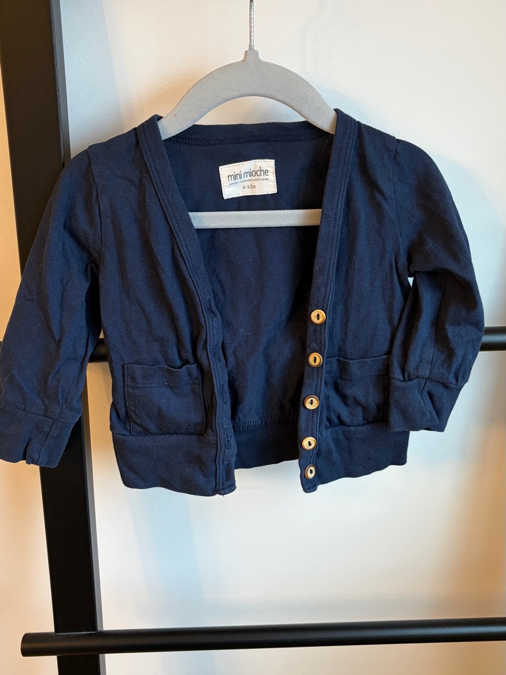 Navy Cotton Cardigan for Baby 6-12 Months
